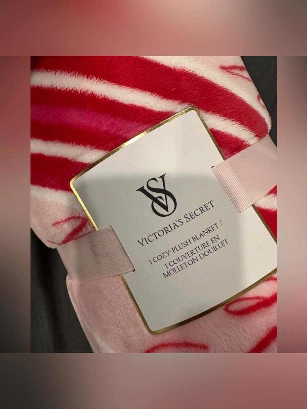 Victoria's Secret Pink & Red Plush Cozy Blanket